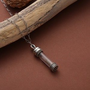 Custom Hair Keepsake Necklace Memorial Jewelry with Vintage Capsule Pendant Personalized Pet Hair or Baby Hair Holder Cremation Necklace