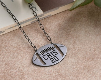 Personalized Soccer Necklace with Custom Name and Jersey Number, Stainless Steel Sports Pendant for Men, Boys, Coaches or Team Gift