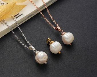 Witte parelketting, parelketting, zoetwaterparelketting, parelsieraden, zilveren ketting, bruidcadeau, verjaardagscadeau