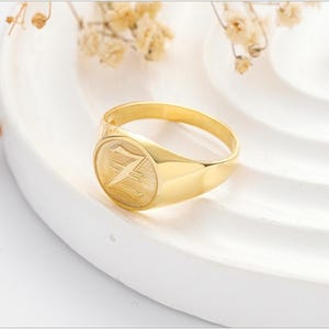 Personalized Sterling Silver Signet Ring: Engraved Initial Monogram