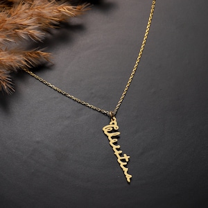Personalized Name Necklace in Gold for Women, Custom Script Letter Jewelry Gift, Elegant Adjustable Nameplate Pendant Necklace