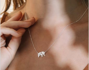 Personalized Lucky Elephant Necklace: Custom Initial Charm, Gold Silver Rose Gold