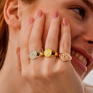 Personalized Initial Signet Ring: Gold, Silver, Rose Gold - Custom Engraved