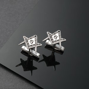 Masonic Cufflinks for Men Square and Compass Freemason Jewelry Gift Masonic Symbol Accessories Groom Wedding Tuxedo Freemasonry Style