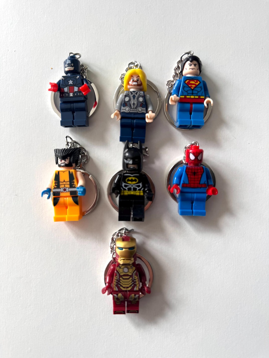 Marvel & DC Superhero Keychains | Lego-style Character Keyrings ...
