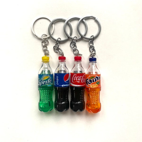Pop Bottle Keychain Pepsi, Coca Cola, Coke, Fanta, Sprite Keychain Perfect Small Christmas Gift