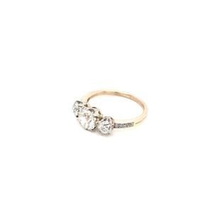 Antique Edwardian Two Gold Tone Diamond Trinity Ring