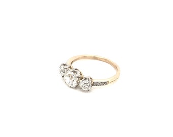 Antique Edwardian Two Gold Tone Diamond Trinity Ring