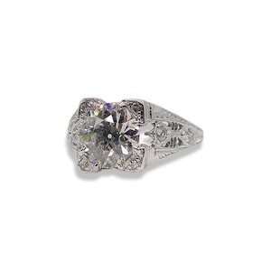 Art Deco Platinum 1.47ct Old European Diamond Ring