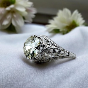 Edwardian 2.05 Carat Old European Cut Diamond Engagement Ring Gia