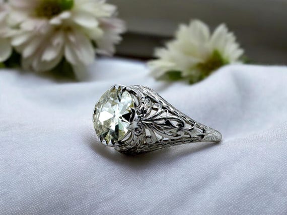 Edwardian 2.05 Carat Old European Cut Diamond Engagement Ring Gia