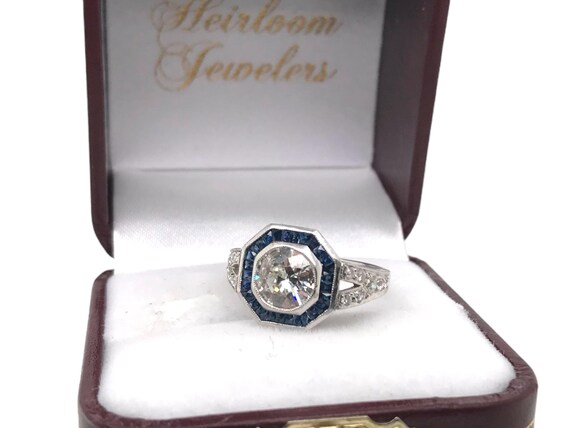 Art Deco Styled 1.20 Carat Diamond & Sapphire Pla… - image 4