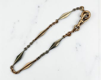 ヴィンテージ ツートン リンクブレスレット ホワイト＆ローズゴールド 14K
