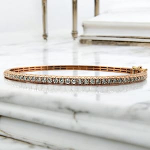 14k Rose Gold 1 Carat Diamond Bangle Bracelet