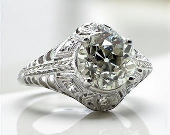 Vintage Edwardian Era 1.5 Carat Diamond Platinum Engagement Ring