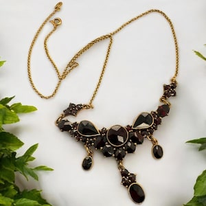 Vintage Rose Gold Garnet Necklace