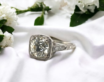 Edwardian Era 2.09 Carat Old European Cut Diamond Engagement Ring