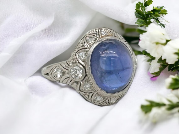 Art Deco 7 Carat Color Change Sapphire & Diamond … - image 1