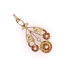Colgante de solapa victoriano con diamantes y perlas