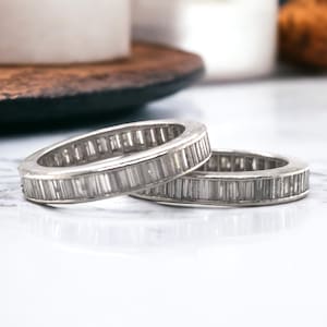Vintage Platinum Baguette Cut Diamond Eternity Band Size 5.75