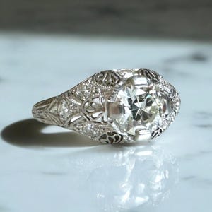 Vintage Platinum Art Deco 0.66 Carat Old European Cut Diamond Ring