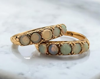 Vintage Matching Opal Rose Gold Band Rings