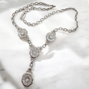 Vintage unieke kamferglas filigraanketting