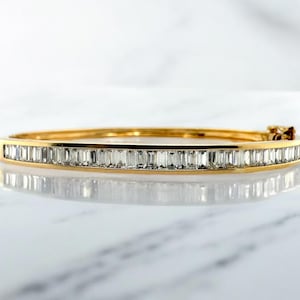 Vintage 3 Carat Diamond Bangle Bracelet 14k Yellow Gold