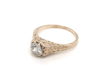 Edwardian 0.5 Carat Diamond Ring 14k Yellow Gold