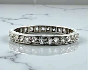 Vintage platina diamant Eternity-bandmaat 6,5 "
