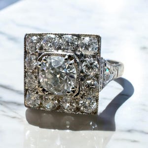 Vintage Art Deco Era 2.3 Carat Old Cut Diamond Halo Ring