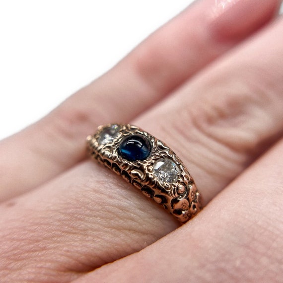 Victorian Diamond and Sapphire Ring - image 6