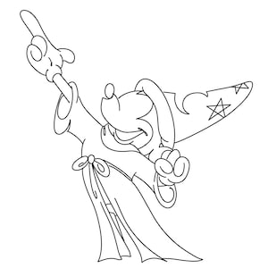 Mickey Line Art, Line Art, Mickey, Sorcerer Line Art, Fantasia, Line design, Mouse design, PNG