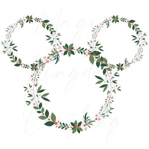 Weihnachtskranz Maus Ohren Digital Download PNG Design, Weihnachtskranz, Mickey Mouse,
