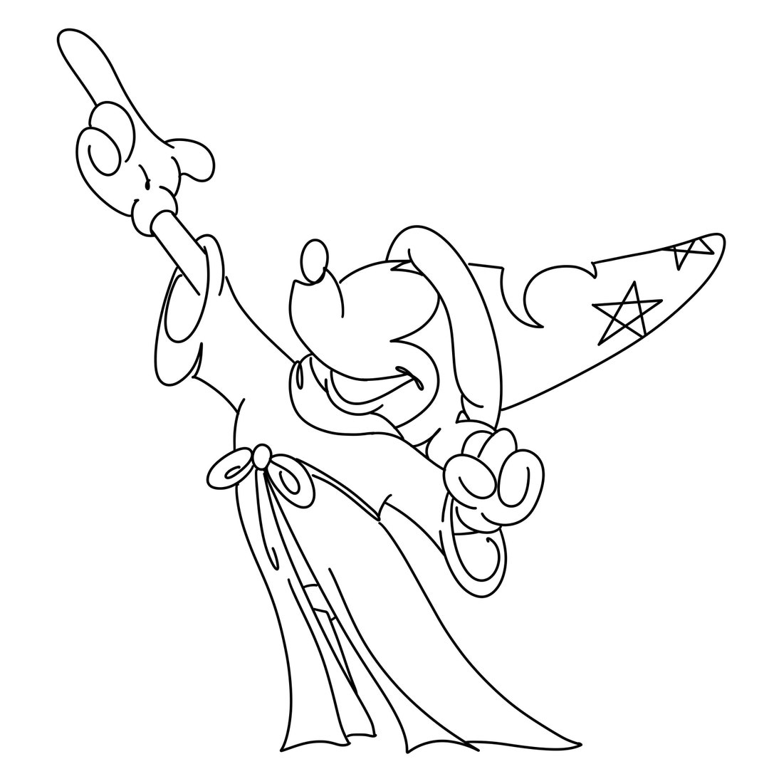 Mickey Line Art, Line Art, Mickey, Sorcerer Line Art, Fantasia, Line ...