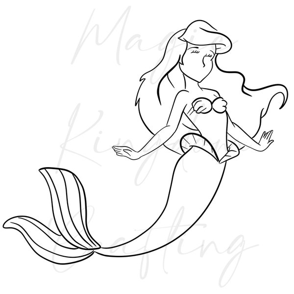 Ariel Line Art, Little Mermaid, Line Art, Line design