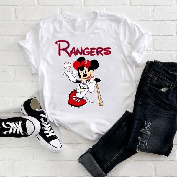Baseball Mickey Rangers Digital Download PNG Design, New York, New York fan, Rangers shirt