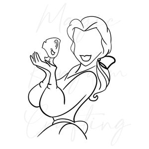 Belle Line Art, La Bella y la Bestia, Arte de línea, Diseño de línea, Diseño de belleza, PNG