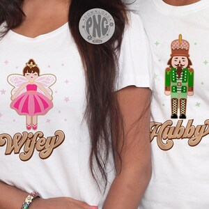 Hubby Wifey Natale PNG Schiaccianoci Principessa Fata Retrò Natale vintage PNG File di sublimazione per T-Shirt Design Nozze di Natale