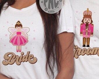 Bride Groom Christmas PNG Nutcracker Princess Fairy Retro Vintage Christmas PNG Sublimation Files For T-Shirt Design Christmas Wedding