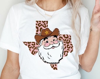 Texas Santa PNG Retro Vintage Santa Claus Western Texas Christmas PNG Sublimation Files For T-Shirt Design Solid and Distressed Texas Cowboy