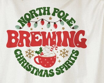North Pole Brewing Co PNG Christmas Holiday Download Winter Coffee Merry Christmas Sublimation Files For T-Shirt Design Solid and Distressed