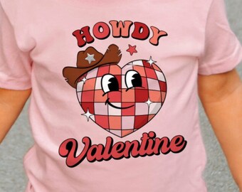 Howdy Valentine Heart Disco Ball PNG Happy Valentine's Day Sublimation Files T-Shirt Design Solid Distressed Love Cute Fun Cowboy Texas
