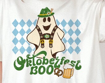 Cute Oktoberfest Ghost PNG Spooky Season Halloween PNG Sublimation Files Solid and Distressed German Beer Fest Party Funny Retro PNG