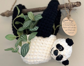 Panda Hanging Planter, Animal Plant Holder & Cute Hanging Wall Decor for Dorm, Home, or Office