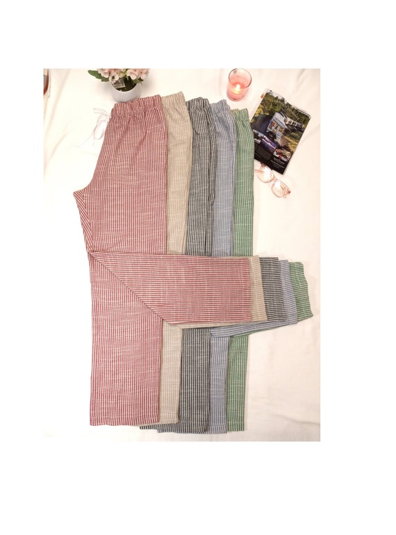 Breathable  Linen blend Unisex Lounge Wear w/Pockets, Pre-washed Relaxed Fit, Custom Size Available