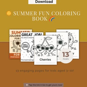 Sweet and  Fun Coloring Book for Kids | Printable Fruit Activity | PDF for Ages 3-10