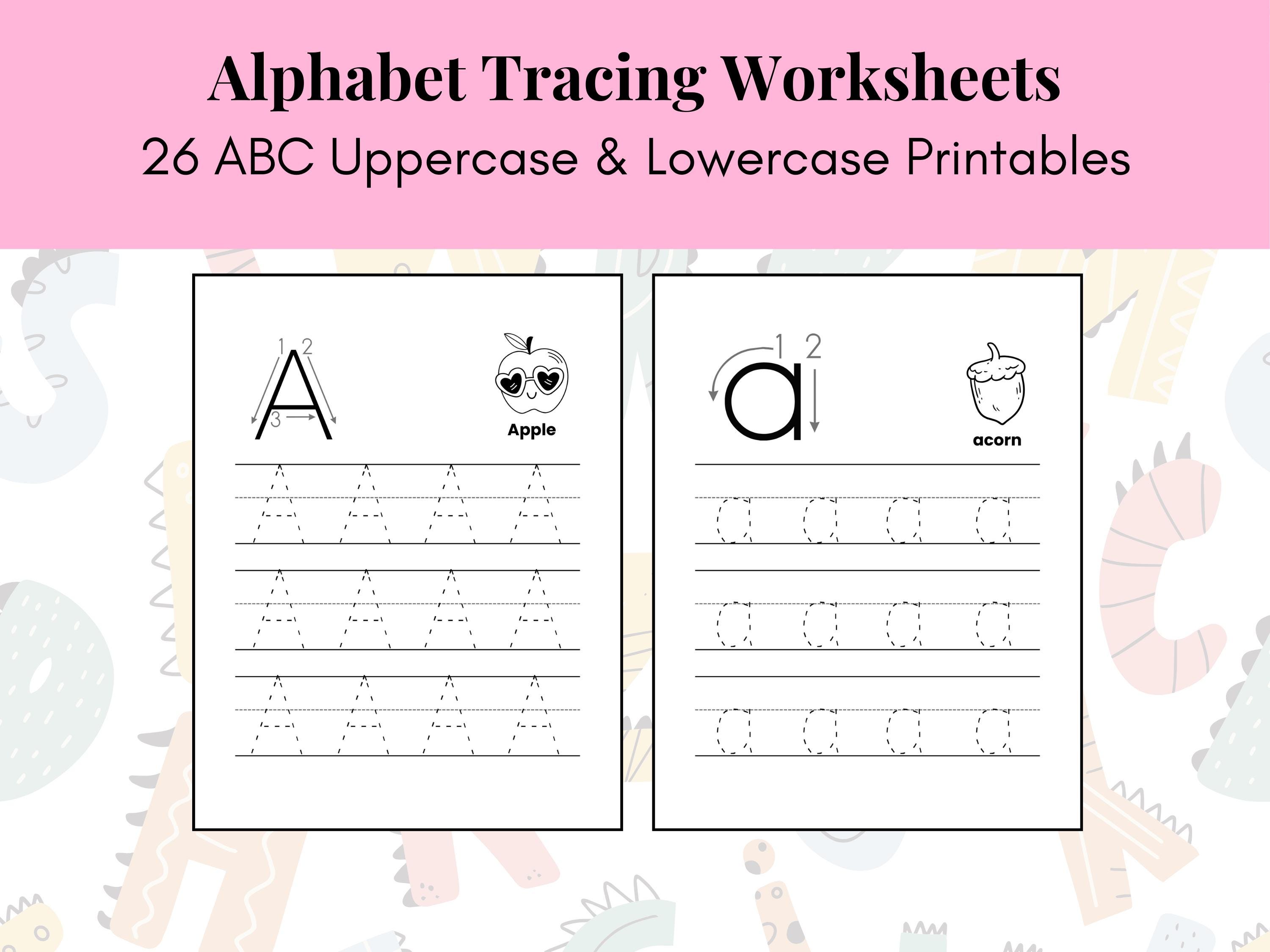 Alphabet Tracing Worksheet Uppercase & Lowercase Letter Tracing ABC