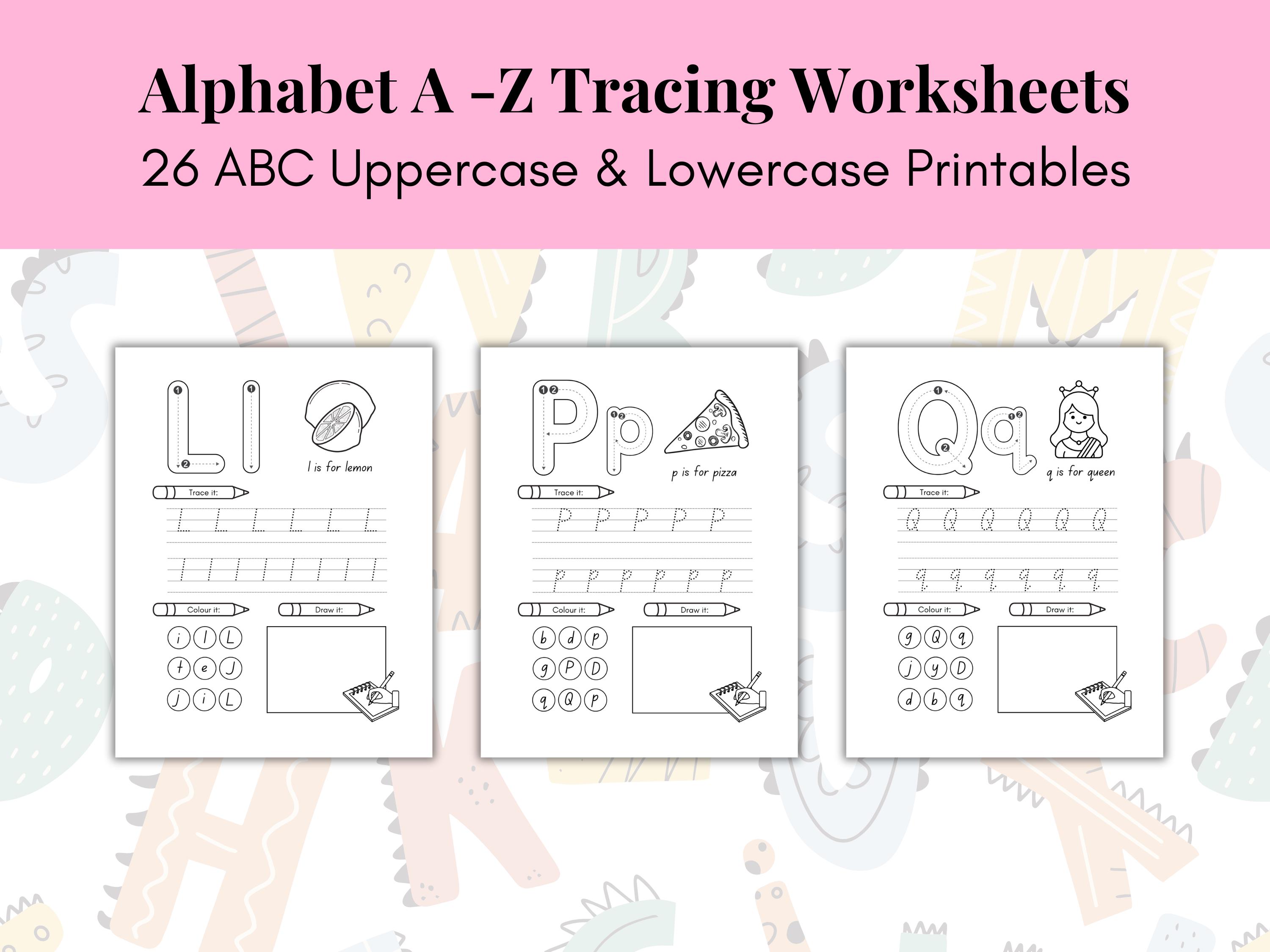 ABC Tracing Worksheets: Alphabet Coloring Pages (digital Download) - Etsy