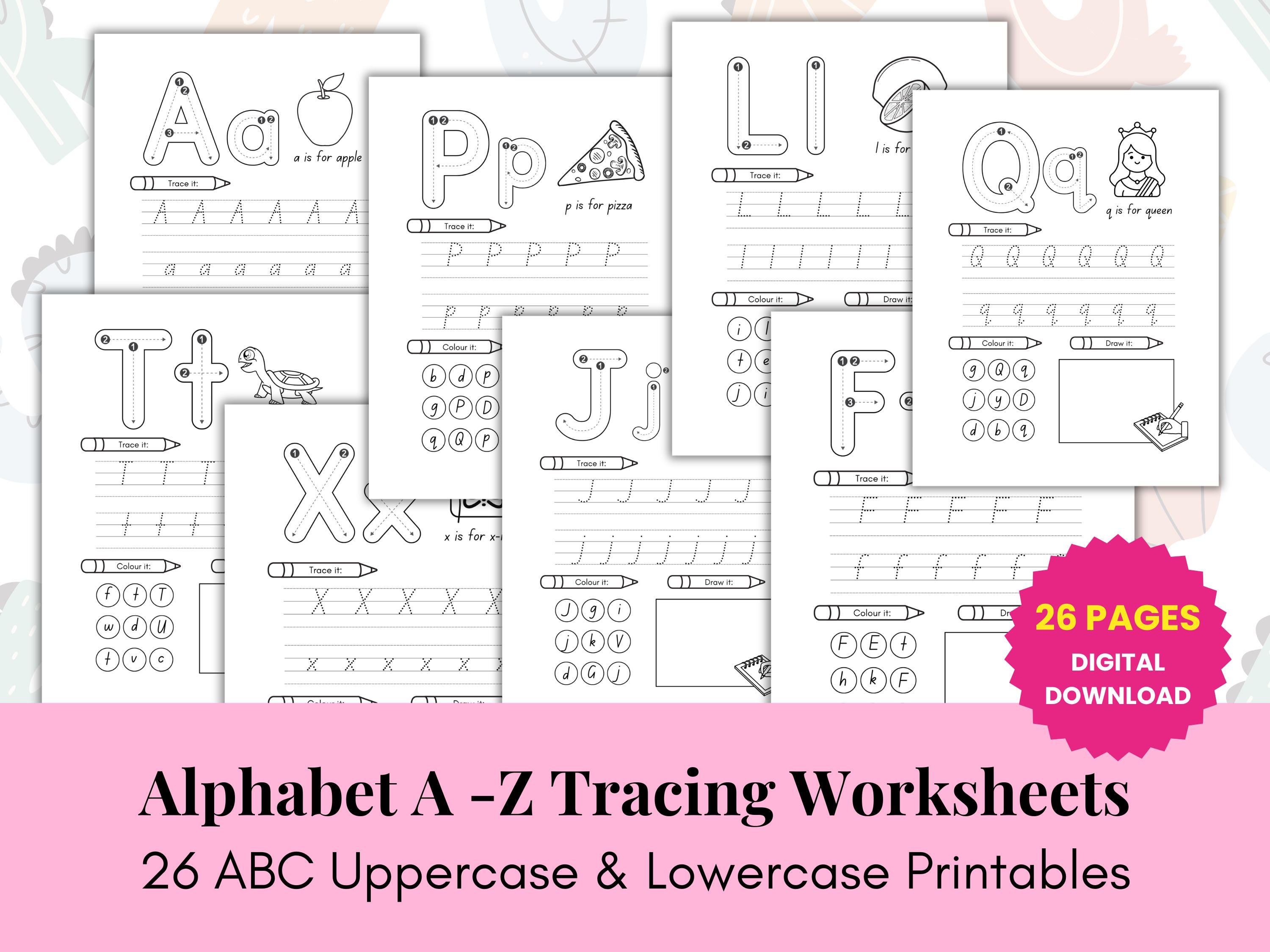 ABC Tracing Worksheets: Alphabet Coloring Pages (digital Download) - Etsy